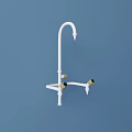 White Utility Faucet With Dual Handles And Curved Spout Design