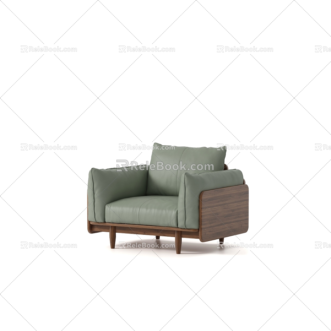 Nordic Living Room Single Sofa 3d model