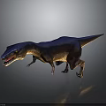 Detailed Blue And Brown Predatory Dinosaur 3D Model With Open Mouth Standing Pose