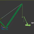 Functional Green Crane Vehicle Featuring Long Boom And Lifting Equipment
