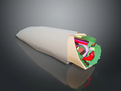 Fresh Healthy Vegetable Wrap With Crunchy Greens And Colorful Veggies 3d model
