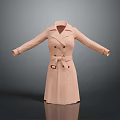 Beige Double Breasted Trench Coat With Belted Waist And Lapel Collar Design