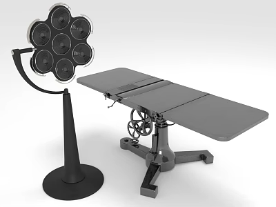 Adjustable Surgical Operating Table with Mobile Base and Multi Head Surgical Lamp Medical Equipment 3d model