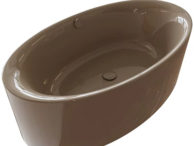Modern Freestanding Brown Oval Bathtub With Smooth Glossy Surface Design 3d model