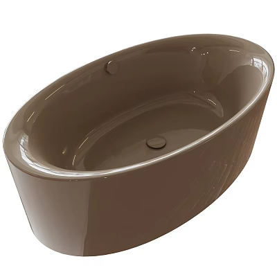 Modern Freestanding Brown Oval Bathtub With Smooth Glossy Surface Design 3d model