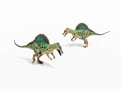 Green Patterned Spinosaurus Dinosaur Figures With Detailed Design And Standing Pose 3d model