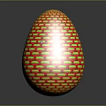 Colorful Woven Texture Egg with Red and Green Patterns on Gray Background
