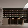 Elegant Modern Wine Cellar Interior With Wine Racks Bar Counter And Lighting 3d model