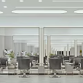 Modern Spacious Hair Salon Interior Design With Styling Chairs And Mirrors