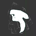 Detailed White Animal Skull Model With Prominent Canine Teeth On Black