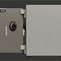 Two ROCK Safes With Closed Locked Door And Open Empty Interior On Dark Reflective Surface 3d model