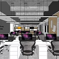 Modern Public Office Space With Open Layout Desks Chairs And Computer Monitors 3d model