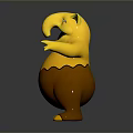 Yellow Plump Cartoon Character With Open Arms Big Mouth And Orange Belly