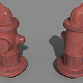 Red Vintage Fire Hydrants With Metal Chains For Outdoor Fire Safety Equipment