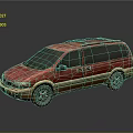 Vintage Red and Gold Minivan with Roof Rack and Classic Exterior Design
