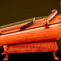 Traditional Wooden String Instrument With Intricate Carved Patterns And Soundboard