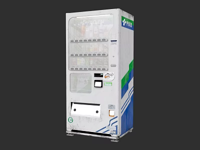 Commercial Vending Machine With Transparent Display Window And White Green Blue Design 3d model