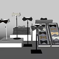 Stylish Bow Ties Display With Stands Stacked Cases And Modern Setup 3d model