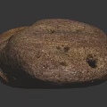 Natural Textured Brown Stone With Pitted Surface On Black Reflective Background 3d model