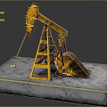 Rusty Oil Pump Mechanical Equipment With Metal Ladder On Concrete Base