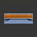 Stylish Modern Sectional Sofa With Orange Seats And Light Blue Frame In Sleek Design