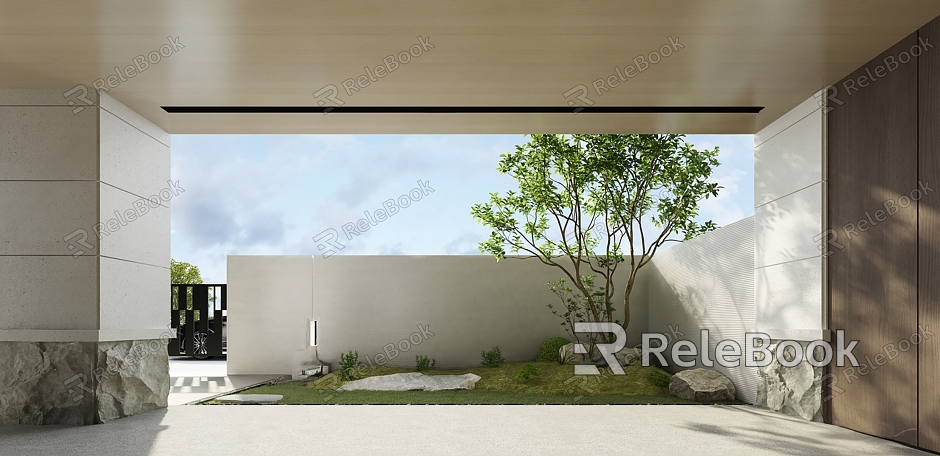 Modern courtyard courtyard landscape model