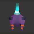 Futuristic Purple Orange Blue Spaceship With Sleek Structure For Cosmic Exploration