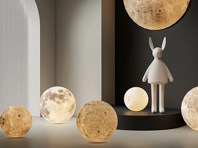 Modern moon lamp rabbit moon lamp floor lamp wall lamp 3d model
