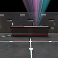 Central Device With Yuli Label Surrounded By Colored Light Beams And Floor Path Design