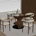 Middle style dining table and chair combination 3d model