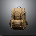 Brown Canvas Backpack With Leather Straps And Multiple Pockets For Daily Use