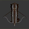 Medieval Crossbow With Leather Straps Curved Metal Bow And Metal Components