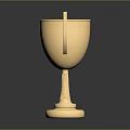 Shiny Golden Trophy With Two Handles And Sturdy Base As Premium Award Equipment