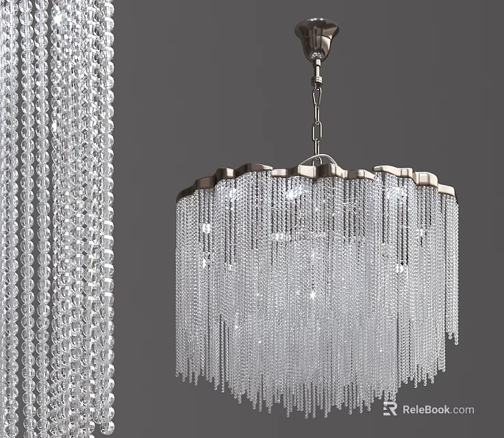 Elegant Crystal Chandelier Featuring Hanging Crystal Beads And Luxury Lighting Design 3d model 