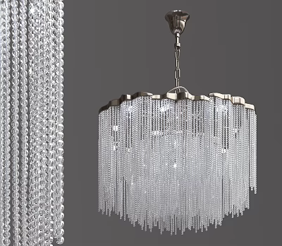 Elegant Crystal Chandelier Featuring Hanging Crystal Beads And Luxury Lighting Design 3d model