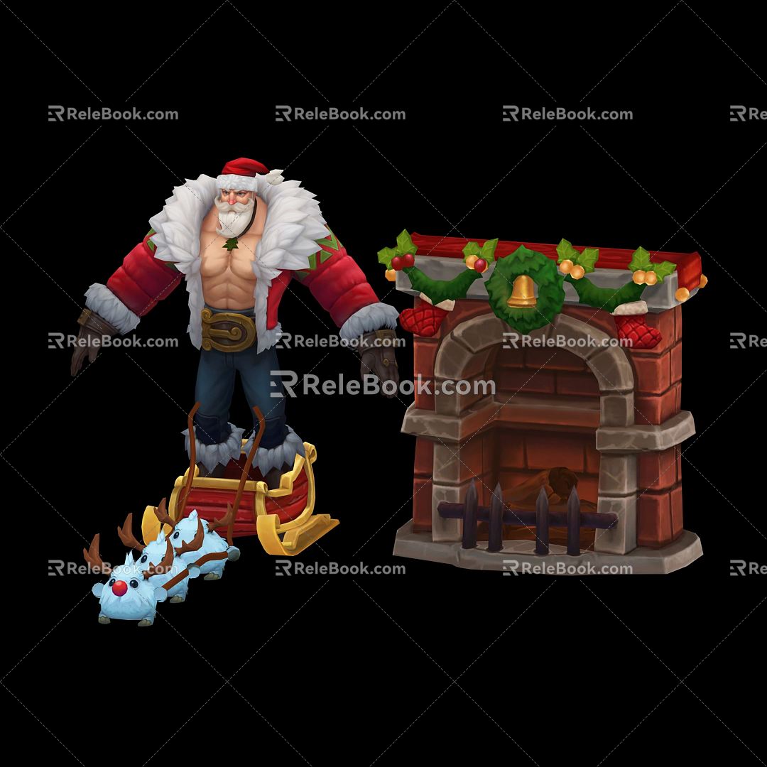 Modern game character Santa Claus 3d model