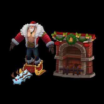 Modern game character Santa Claus 3d model