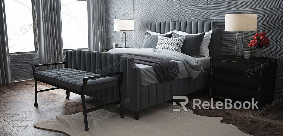 Modern background double bed model