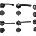 Collection of Black Door Handles with Various Styles and Lock Cylinders
