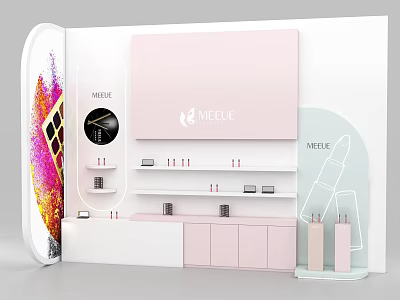 MEELE Display Shelves White and Pink for Cosmetics and Skincare Products Modern Retail Design 3d model