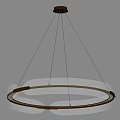 Modern Double Ring Chandelier with Frosted Glass Brass Accents and Warm Hanging Light