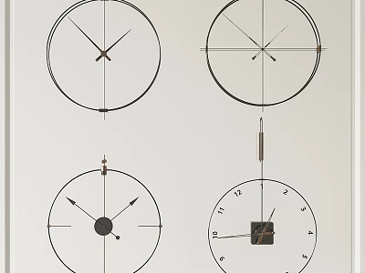 Clock Sketch Design With Various Dial Styles And Different Hand Illustrations 3d model