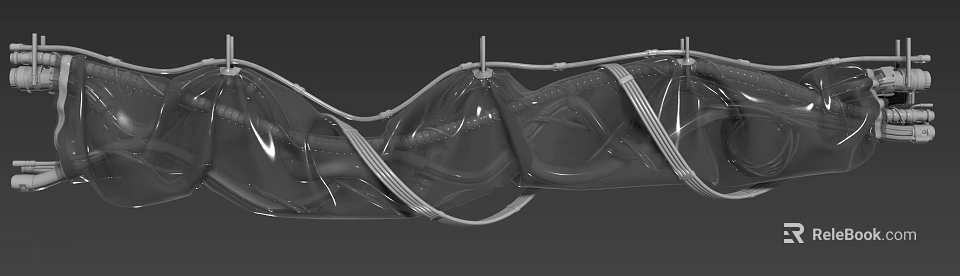 Mechanical Components Structure With Metal Brackets And Wrapped Straps Design 3d model 