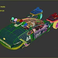 Blue Racing Car With Number 44 And Yellow Accents Streamlined Design