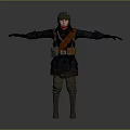 Man in Military Uniform With Helmet Arms Outstretched Brown Belt Backpack Boots On Gray Background