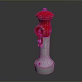 Red Fire Hydrant With Silver Base And Metallic Structure Design 3d model
