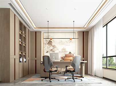 New Chinese Office General Manager Office 3d model