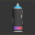 Modern Spray Can With Blue Nozzle Gray Body Transparent Strips And Colorful Base