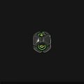 Futuristic Spherical Weapon With Green Glowing Rings And Yellow Symbols On Metallic Surface