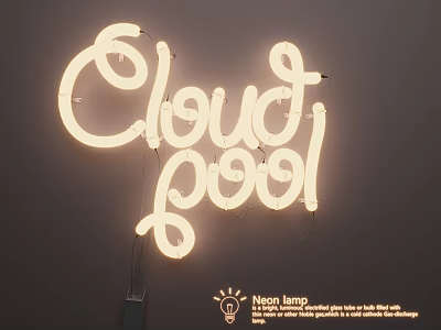 Neon lamp combination featuring Cloud pool design for illuminated modern wall decor 3d model